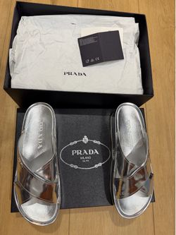 Prada women silver sandals