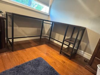 Rustic L-Shaped Desk with Shelves