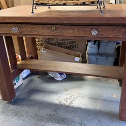 Large Wood Table with Wheels; was used for Sewing Projects