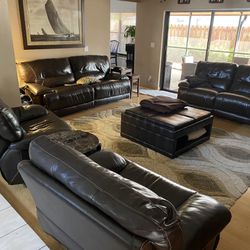 Real Leather Living Room Furniture Set 