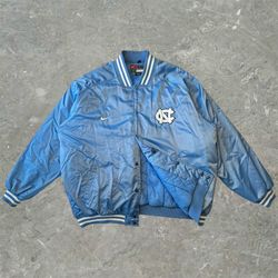 🌟RARE🌟 Vintage 90’s Nike UNC North Carolina (Tarheels) Nylon Letterman/Bomber Jacket [TEAM ISSUED]