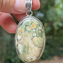 925 Silver Overlay Ocean Jasper Pendant