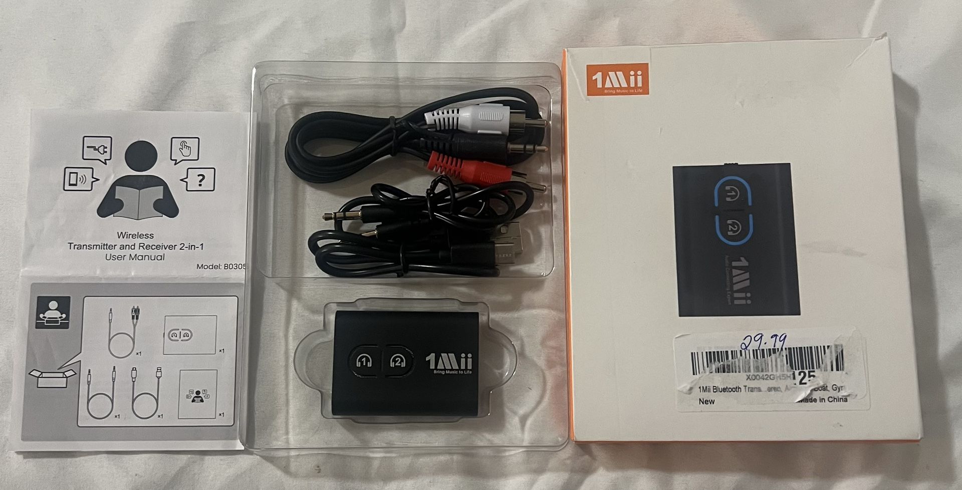 1Mii Bluetooth 5.3 Transmitter Receiver for TV to Wireless Headphones, Dual Link AptX Adaptive/Low Latency/HD Audio, Aux Adapter for Home Stereo, Airp