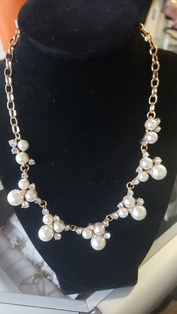 Pearl diamond earring necklace set