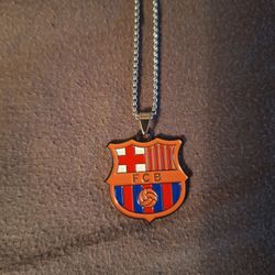 FC Barcelona Pendant with Necklace Double Sided 