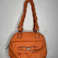 Rosetti Orange Vegan Leather Shoulder Bag w/ Braided Straps