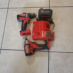 MILWAUKEE IMPACT 2750-20 AND DRILL 2801-20