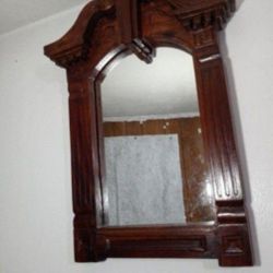 ANTIQUE - MC HAND CARVED FRAME WALL MIRROR 21"×14.5"