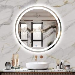 Round LED Backlit Bathroom Mirror with Touch Control 36"