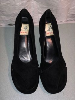 Anne Michelle Black Suede Platform Heels