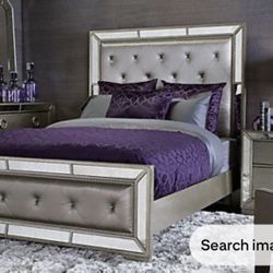 Zgallerie Ava Bedroom Set - King Bed, 2 Nightstands, Floor Mirror