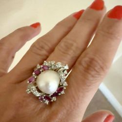 Pearl Ruby Diamond Ring