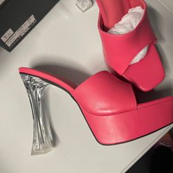 Fashion Nova Pink/Clear Heels