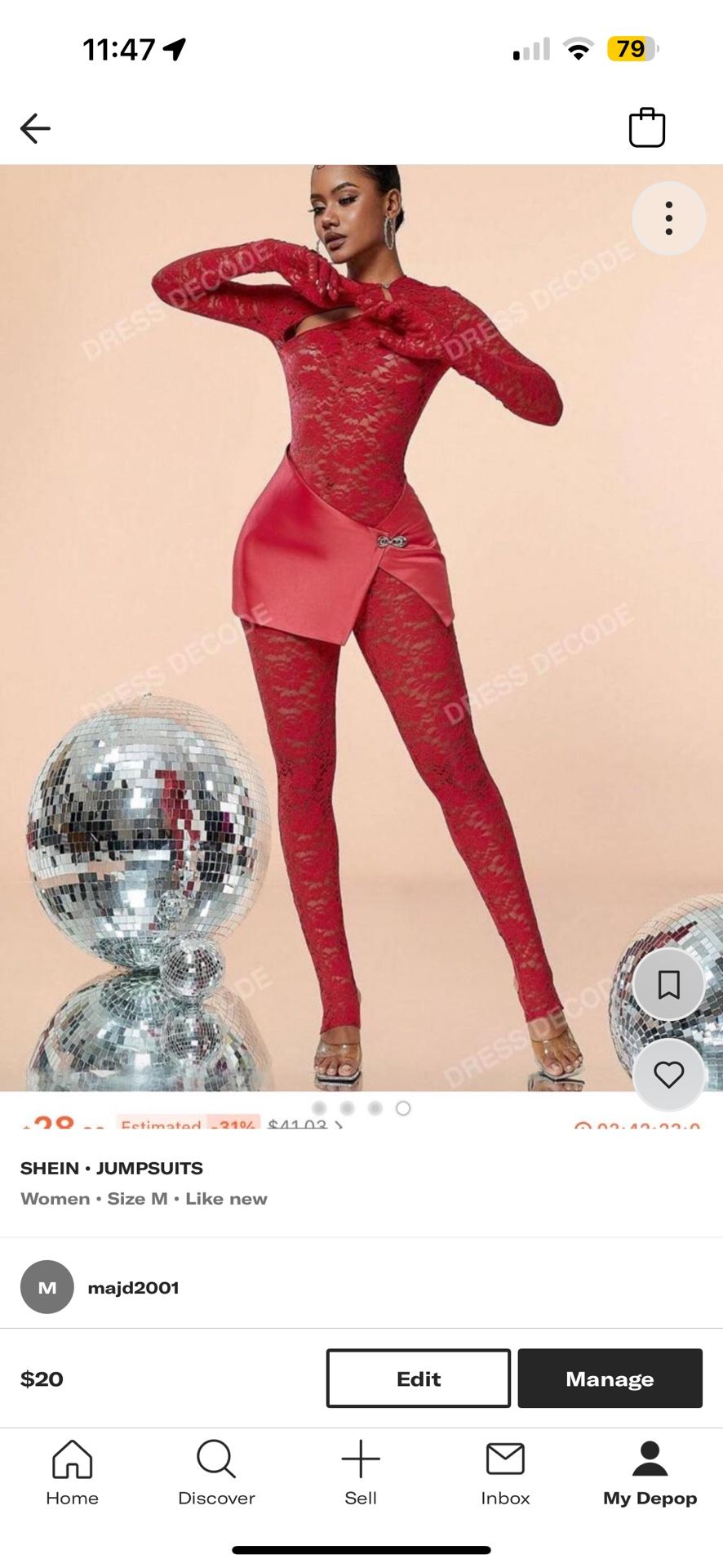 SHEIN Red Lace Bodysuit
