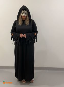 Black Hooded Halloween Costume Robe with Mask