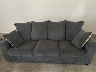 Gray Fabric 3-Seat Sofa with Pillows