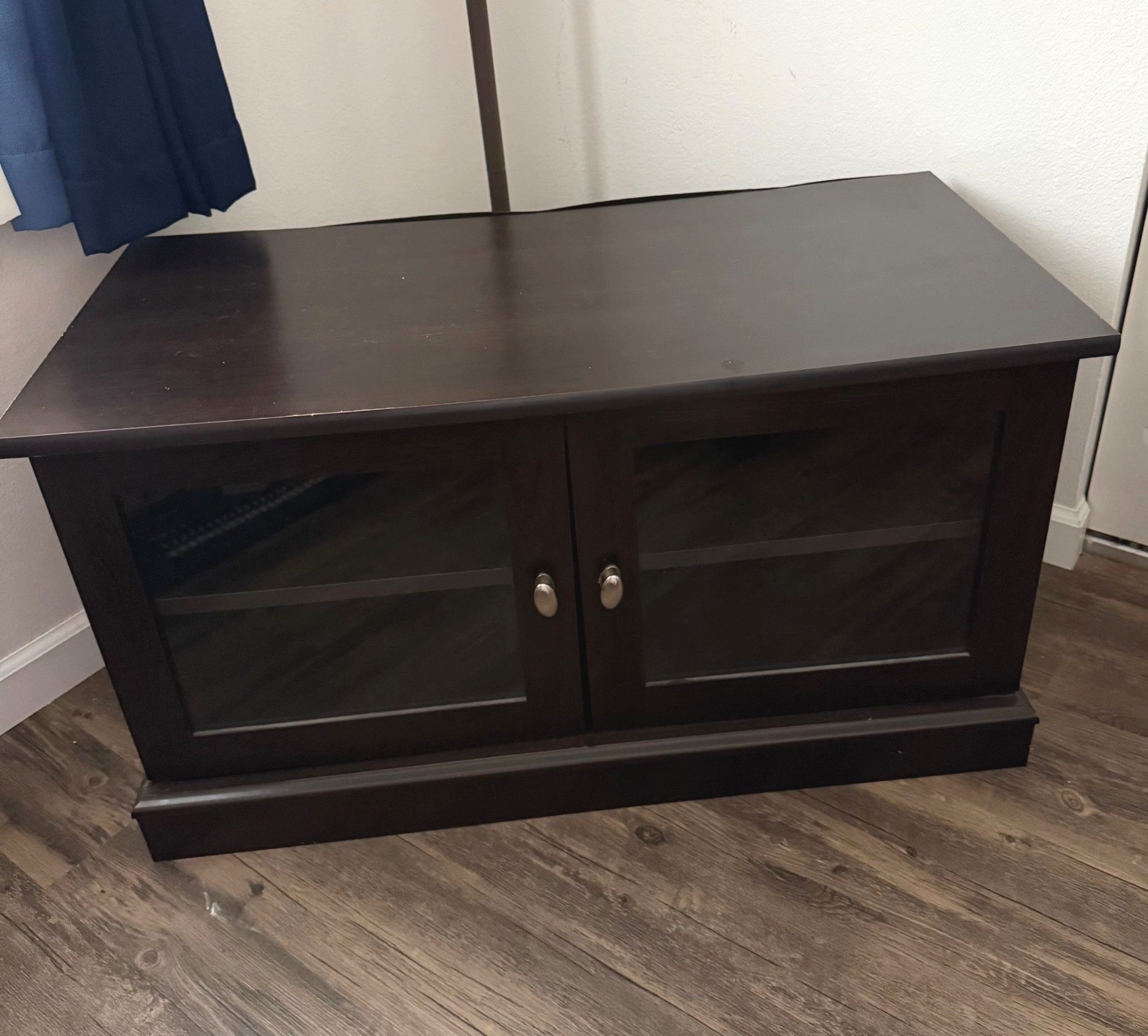TV Stand Entertainment Center Glass-Front Cabinet
