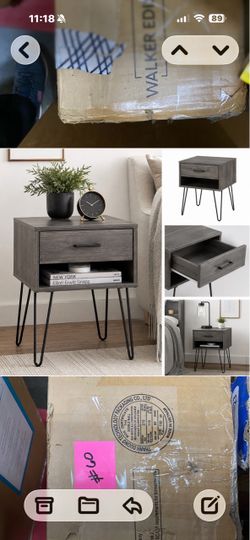 Walker Edison Nightstand with Drawer and Hairpin Legs