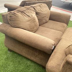  Couch,sofa, Oversized Chair With Ottoman Brown Large You Must Pick Up!