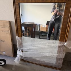 Vintage Large Wood Mirror
