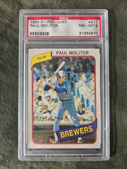 PAUL MOLITOR 1980 O-Pee-Chee #211 PSA Graded Card NM-MT 8 MLB Milwaukee Brewers