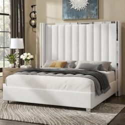 New White King Bed ( Mattress Sold Separately )