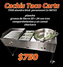 Plancha De 24” | 3 Charolas Baño Maria | Comal de Bola Para Abajo | Incluye Manguera Y Regulador