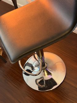Pair of Black Adjustable Swivel Bar Stools