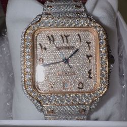 VVS MOISSANITE 2 Tone Cartier Watch Rose Gold 