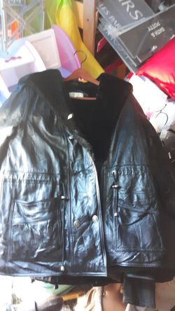 Beautiful heavy fur and leather coat.