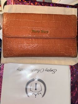 Miu Miu Brown Croc-Embossed Leather Wallet