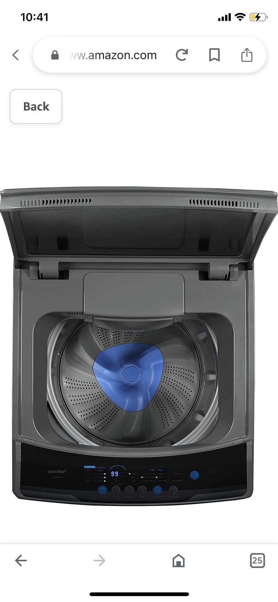 COMFEE’ 1.6 Cu.ft Portable Washing Machine, 11lbs Capacity Fully Automatic Compact Washer with Wheels, 6 Wash Programs Laundry Washer with Drain Pump,
