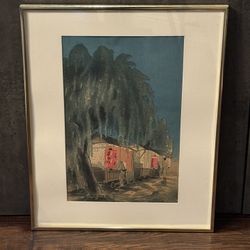 Eiichi Kotozuka c1950 Japanese Woodblock Print - "Buckwheat-Noodle Shops”