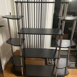 Contemporary Storage Shelves for Display, 10 Spacious Shelves for Modern Living Room, Office, Den, Black.. it is like new ..