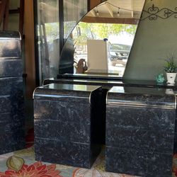 Gorgeous  Postmodern Black Burl dresser set