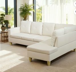97” faux leather sectional couch