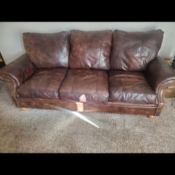 Flexsteel top grain leather sofa