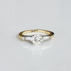 Beautiful  14K Two Tone Gold And Diamond Engagement Ring