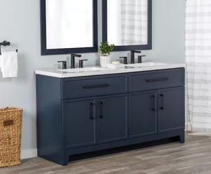 Brand New 60-in Navy Blue Bathroom Vanity (No Top)