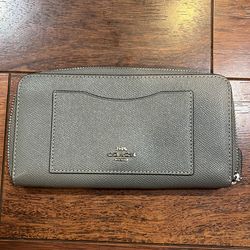 Gray leather coach wallet