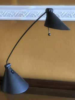 Halogen Desk Lamp Adjustable Arm Dark Grey Metal