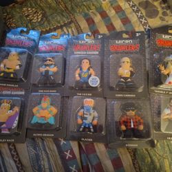 Lot Of 10 Mico Brawler Wrestling Figures Chase Included 