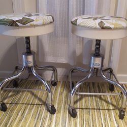 Pedigo Chrome Rolling Adjustable Height Stools Huntington Beach, California