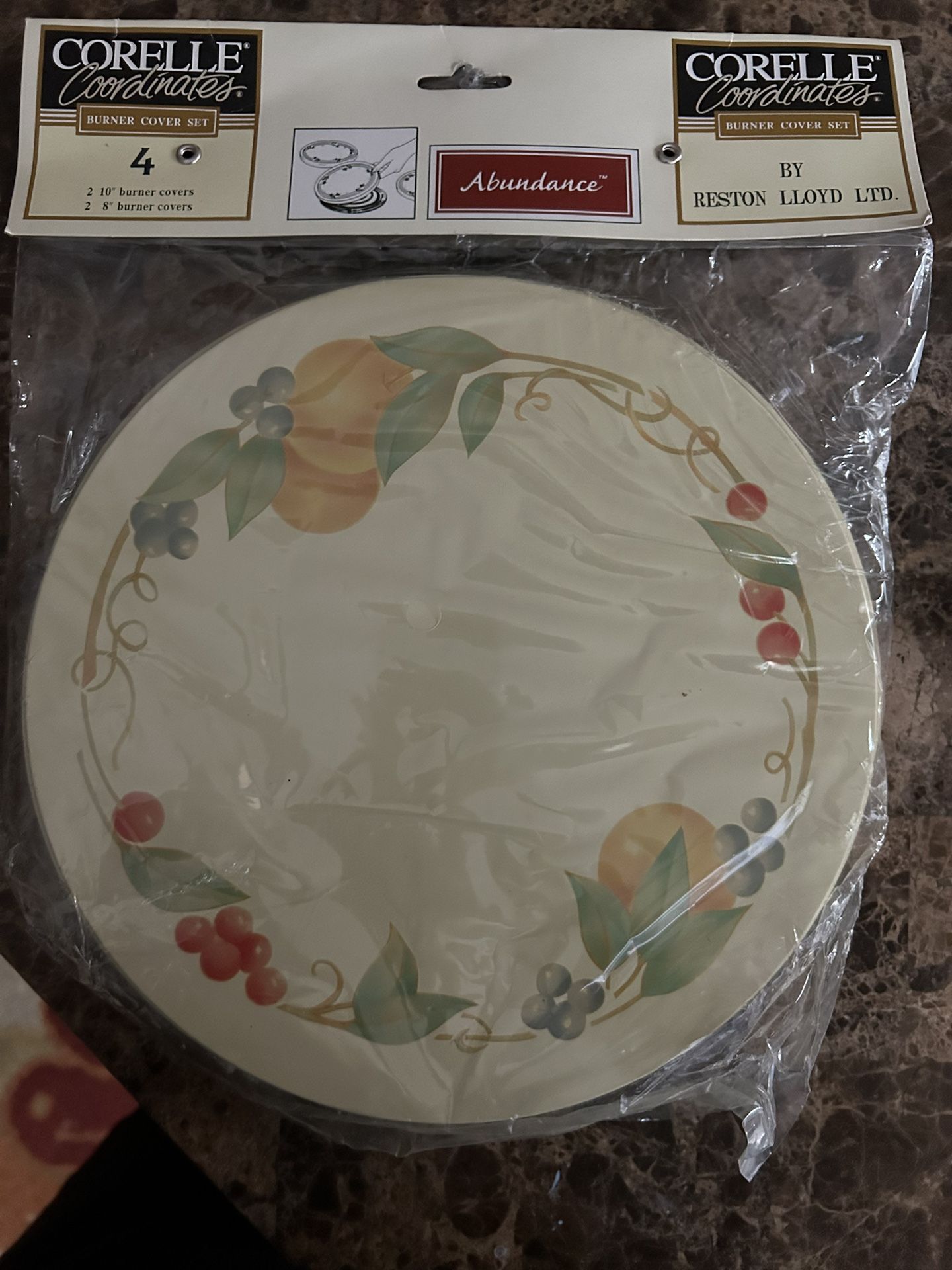 Corelle Coordinates burner cover set (4) Abundance never used in original packaging
