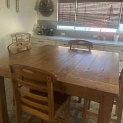 Solid Wood Counter Height Square Table And 8 Match H Chairs