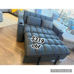 Black Velvet Loveseat Sleeper Sofa With Pull Out Bed  // December Sale !