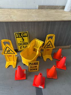 “Caution and Cleaning Signs”