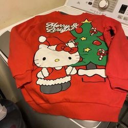  Hello Kitty Sanrio Christmas Merry & Bright Sweatshirt Cotton Size L New For Kids