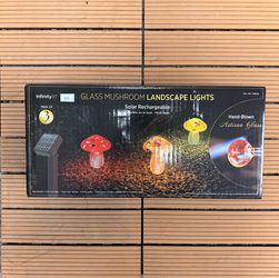 Infinity XT Glass Mushroom Solar Landscape Lights 3-Pack