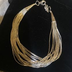 Sterling Silver Multi Strand Layered Liquid SilverBracelet - new! 